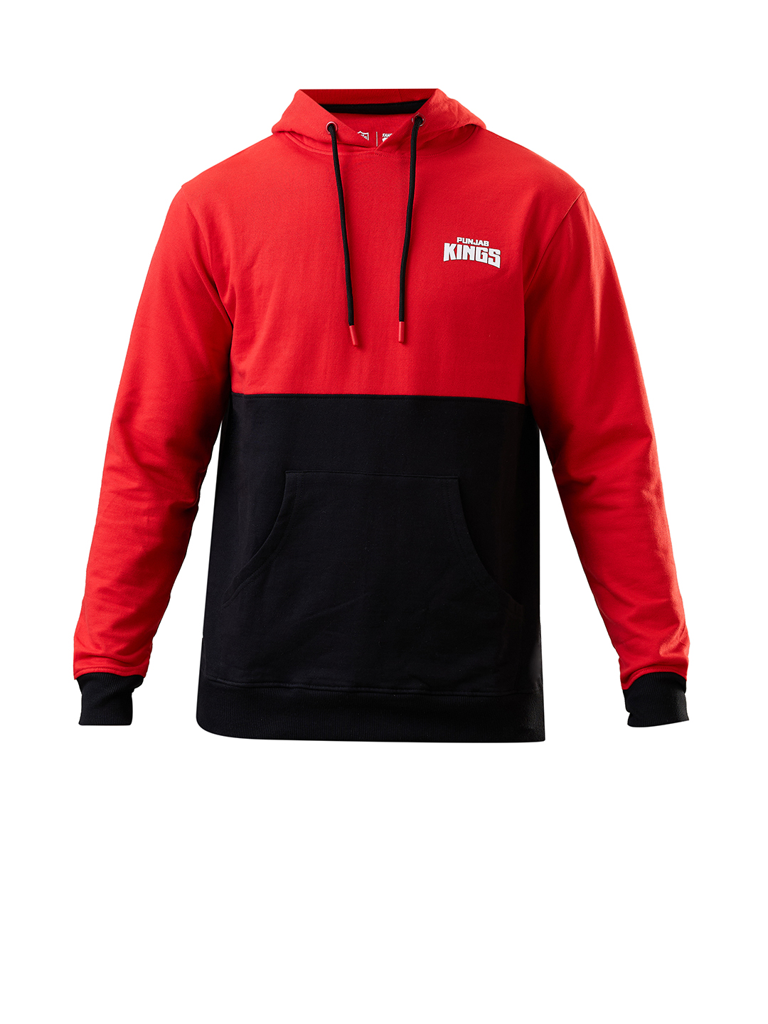 Punjab Kings Men Red and Black Colourblocked Full Sleeves Hooded Sweatshirt (8)