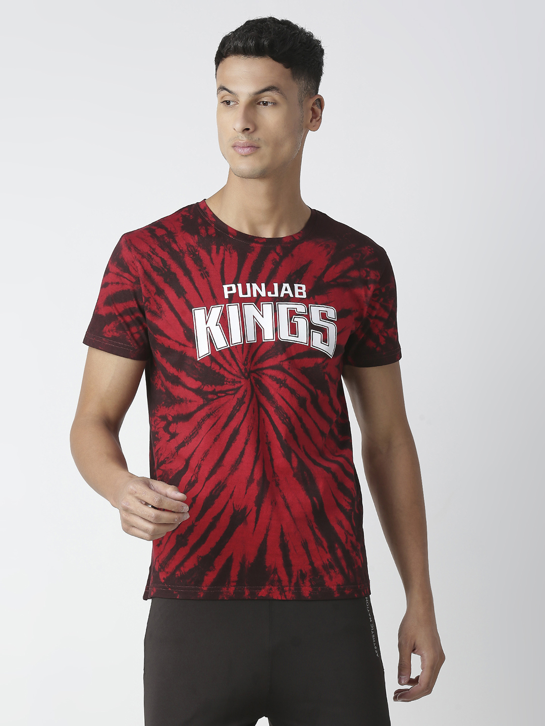 Men Red and Black Tie & Dye Printed Half Sleeves Round Neck Cotton T-Shirt