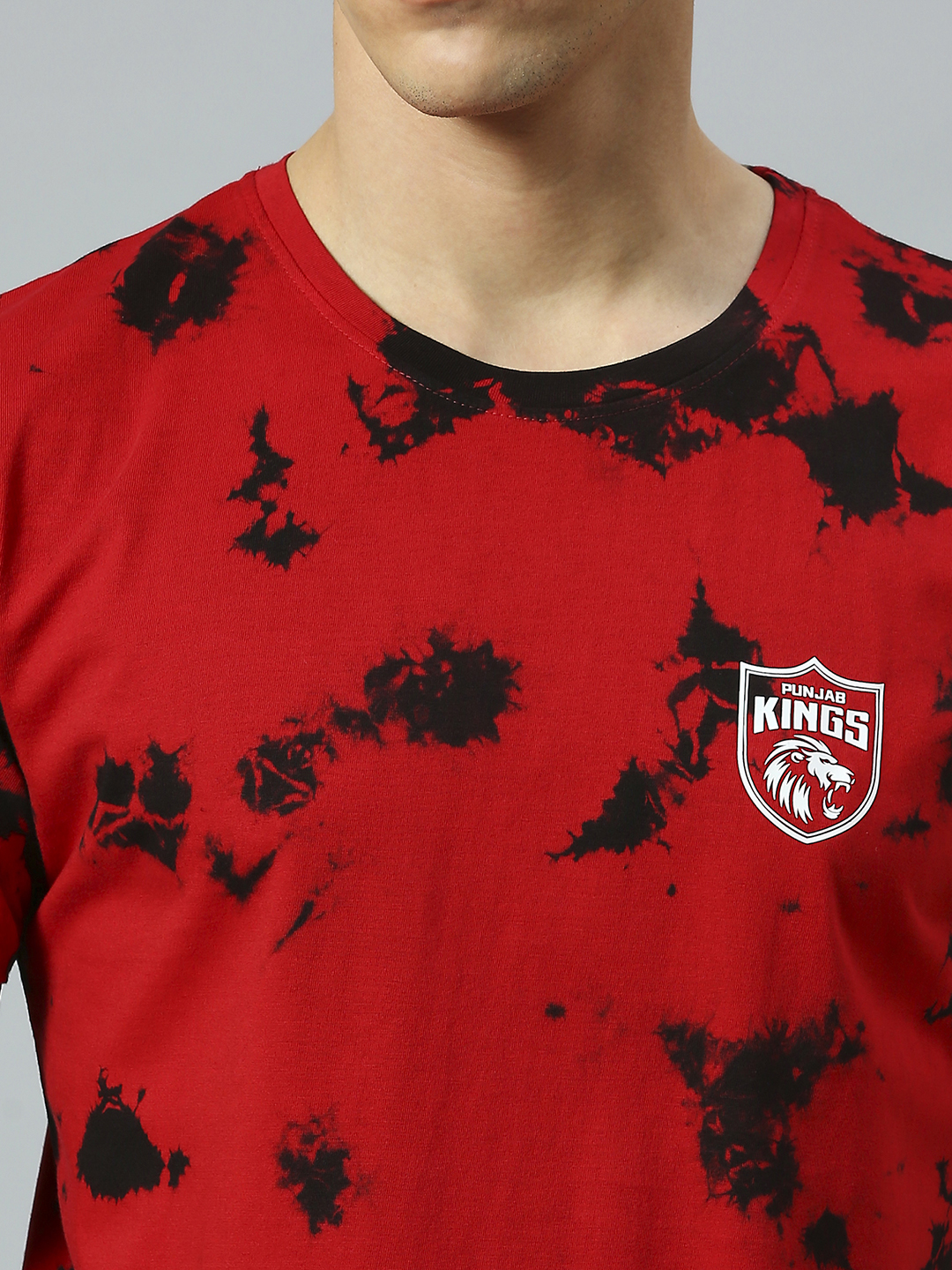 Punjab Kings Men Red and Black Tie & Dye Printed Half Sleeves Round Neck Cotton T-Shirt (5)