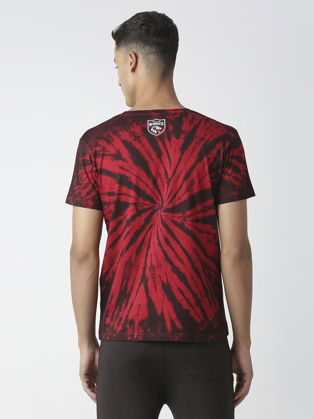 Punjab Kings Men Red and Black Tie & Dye Printed Half Sleeves Round Neck Cotton T-Shirt (4)
