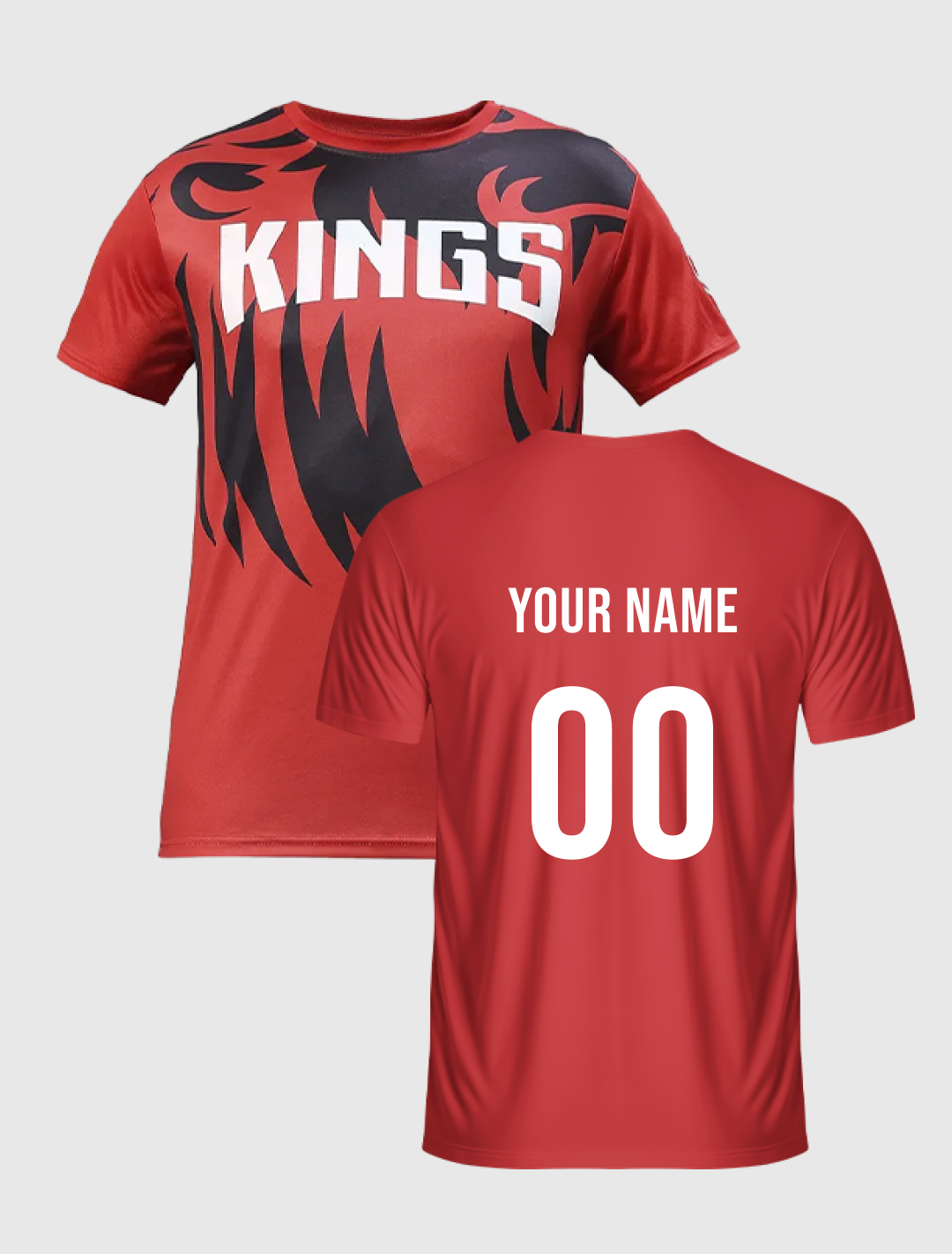 Men Red and Black Typography Print Half Sleeves Round Neck Cotton T-Shirt: Customised With Your Name By FanCode