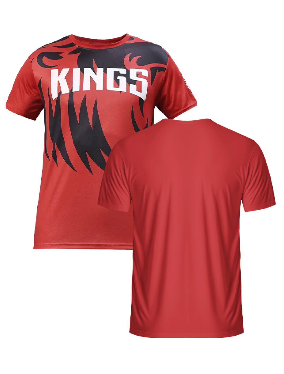 Punjab Kings Men Red and Black Typography Print Half Sleeves Round Neck Cotton T-Shirt: Customised With Your Name By Fan (3)