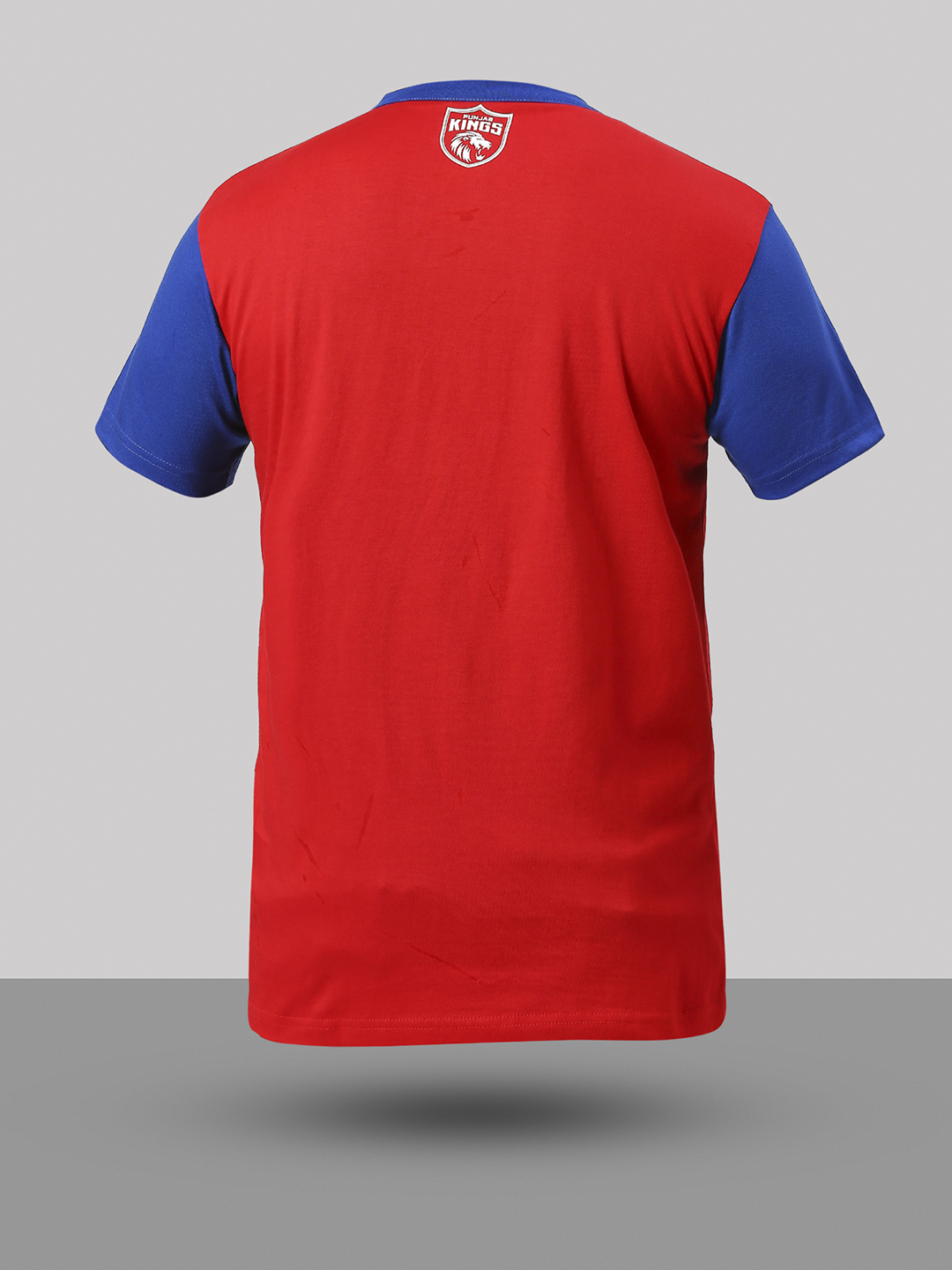 Punjab Kings Men Red and Blue Colourblocked Half Sleeves Henley Neck Cotton T-Shirt (9)