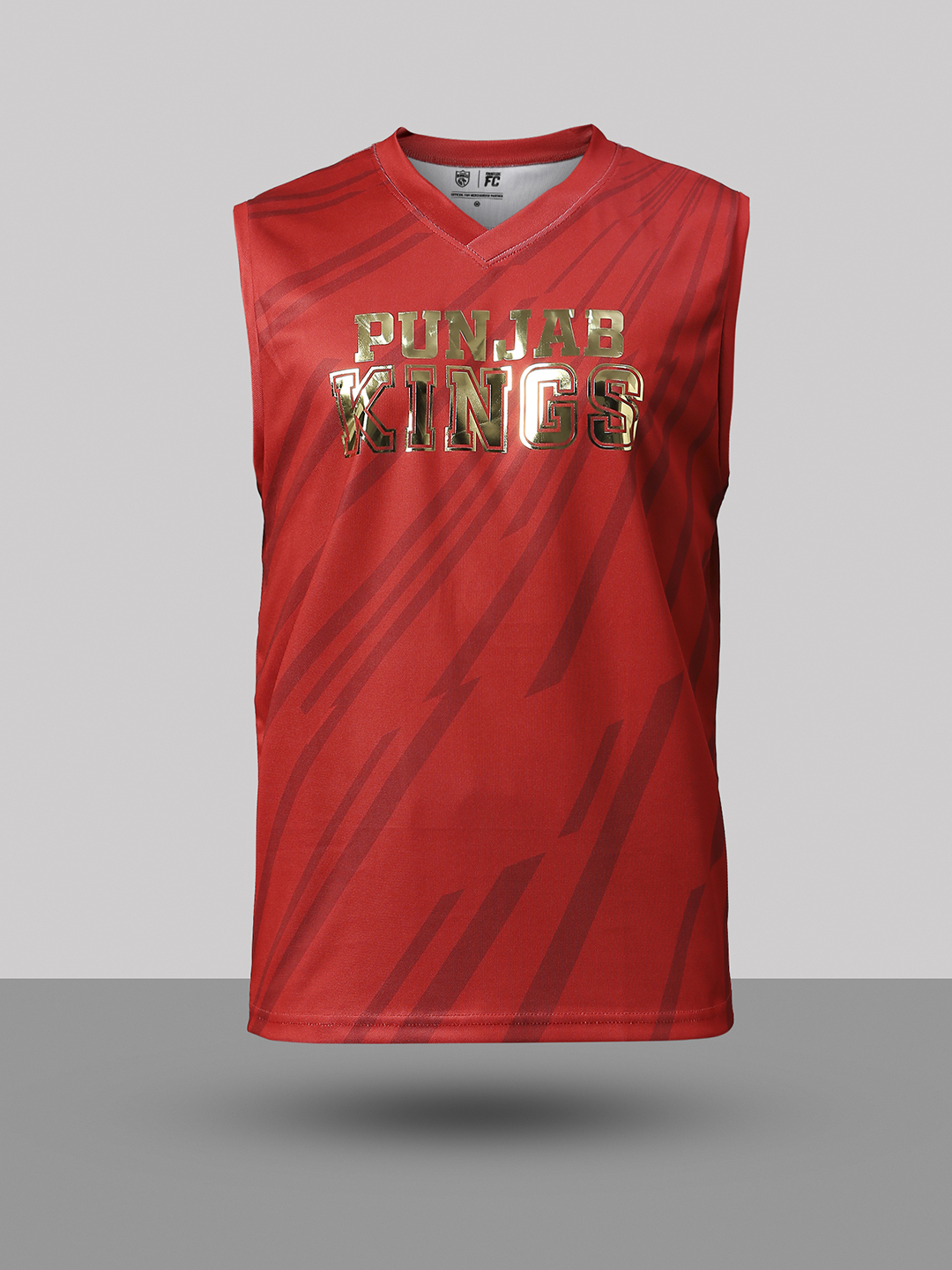 Punjab Kings Men Red and Gold Logo Printed Sleeveless Round Neck Polyester Sports Vest (8)