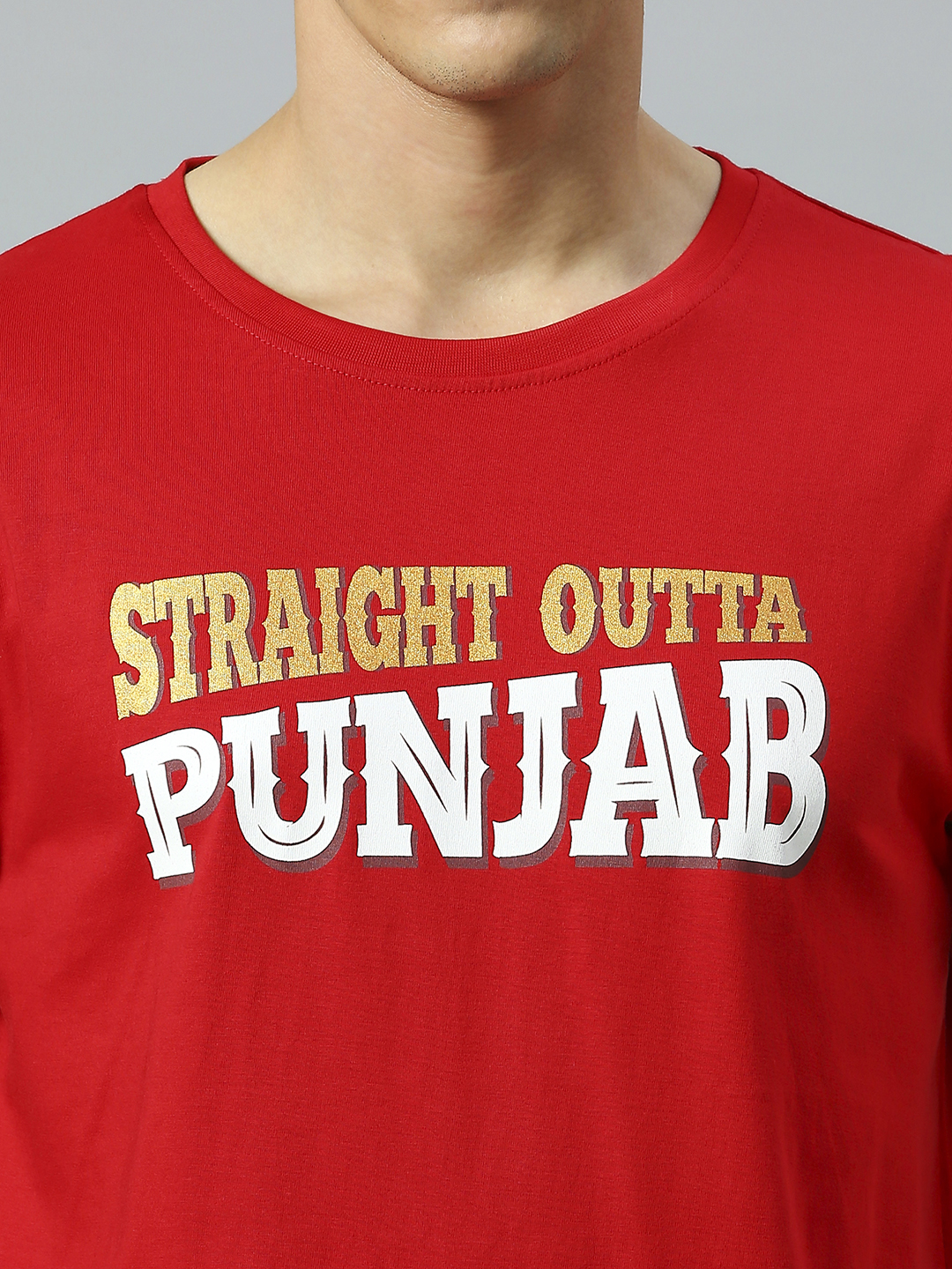 Punjab Kings Men Red and Gold Typography Printed Half Sleeves Round Neck Cotton T-Shirt (5)