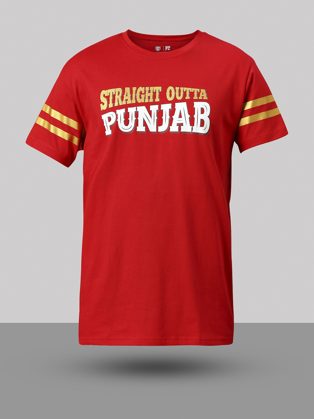 Punjab Kings Men Red and Gold Typography Printed Half Sleeves Round Neck Cotton T-Shirt (8)
