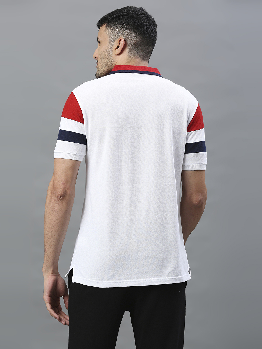 Punjab Kings Men Red and White Colourblocked Half Sleeves Polo Collar Cotton T-Shirt (3)