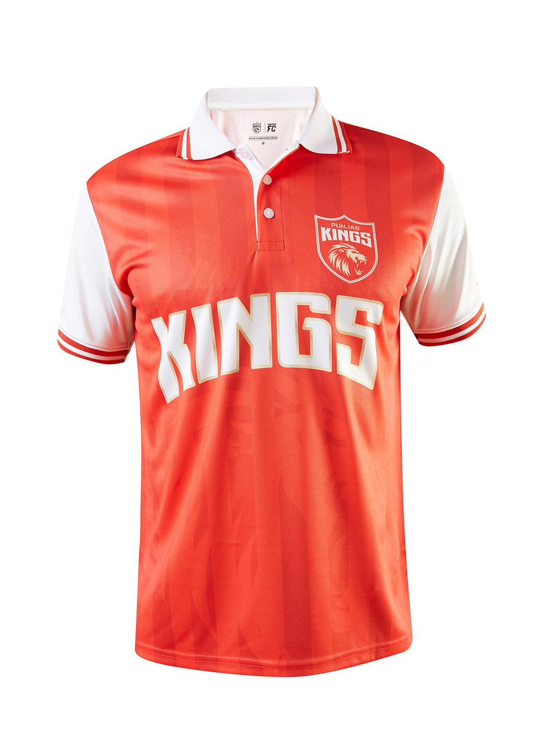 Punjab Kings Men Red and White Colourblocked Half Sleeves Polo Collar Polyester T-Shirt (6)