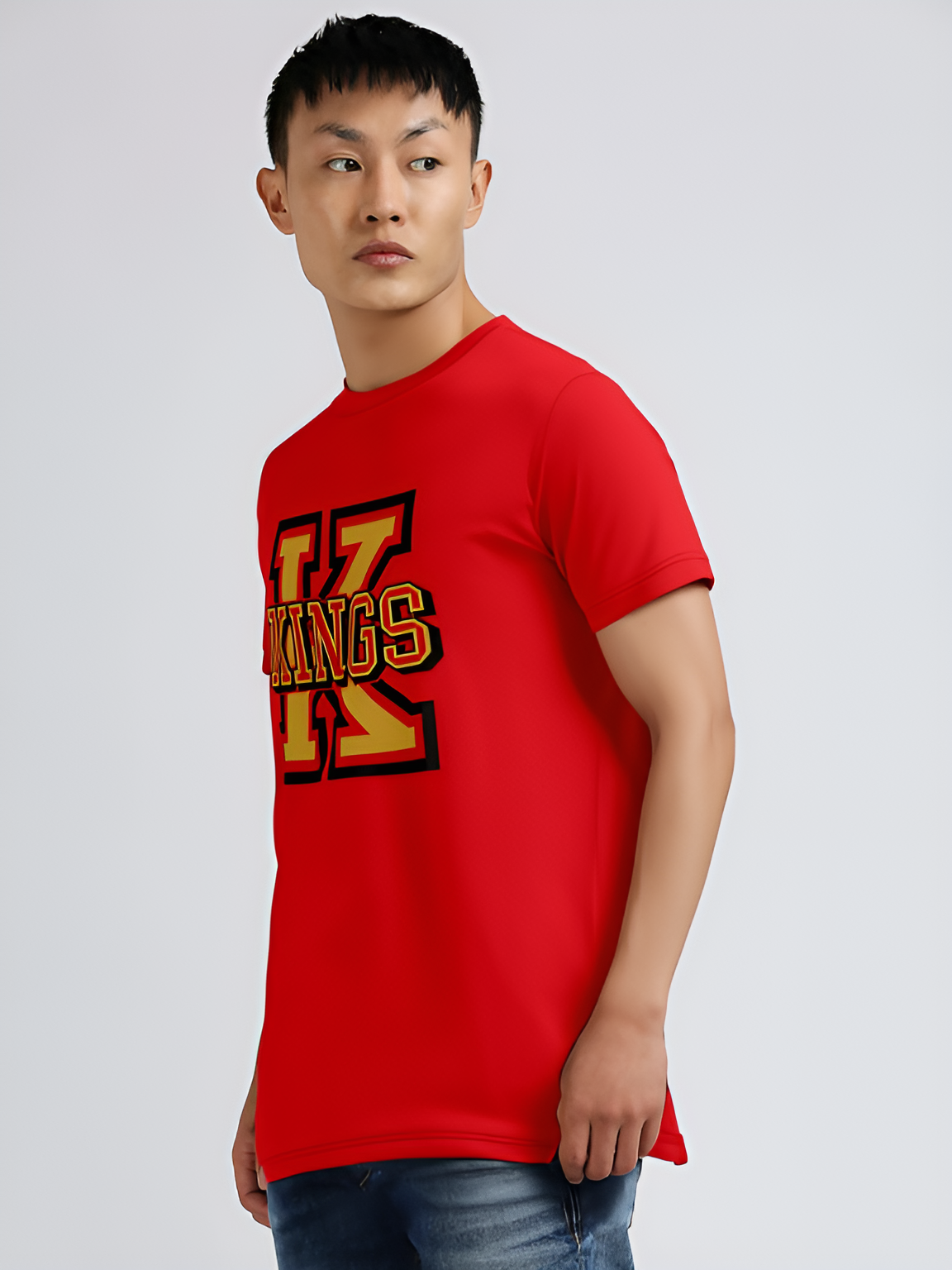 Punjab Kings Men Red Graphic Printed Half Sleeves Round Neck Cotton T-Shirt (2)