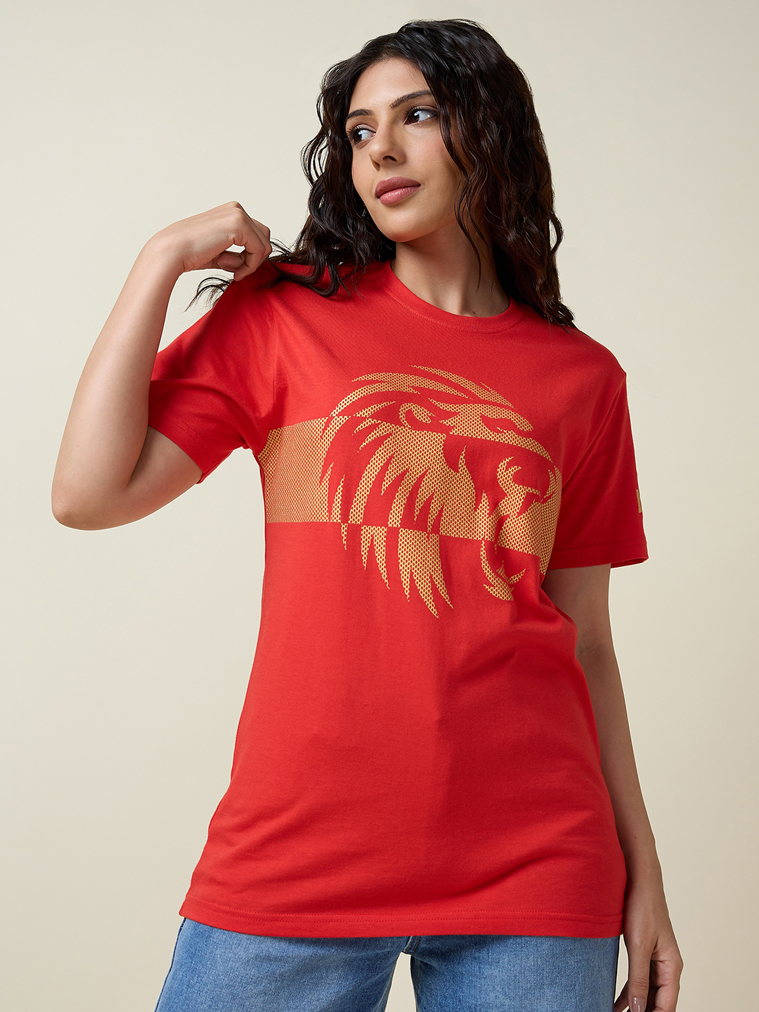 Punjab Kings Unisex Red Graphic Printed Half Sleeves Round Neck Cotton T-Shirt (4)