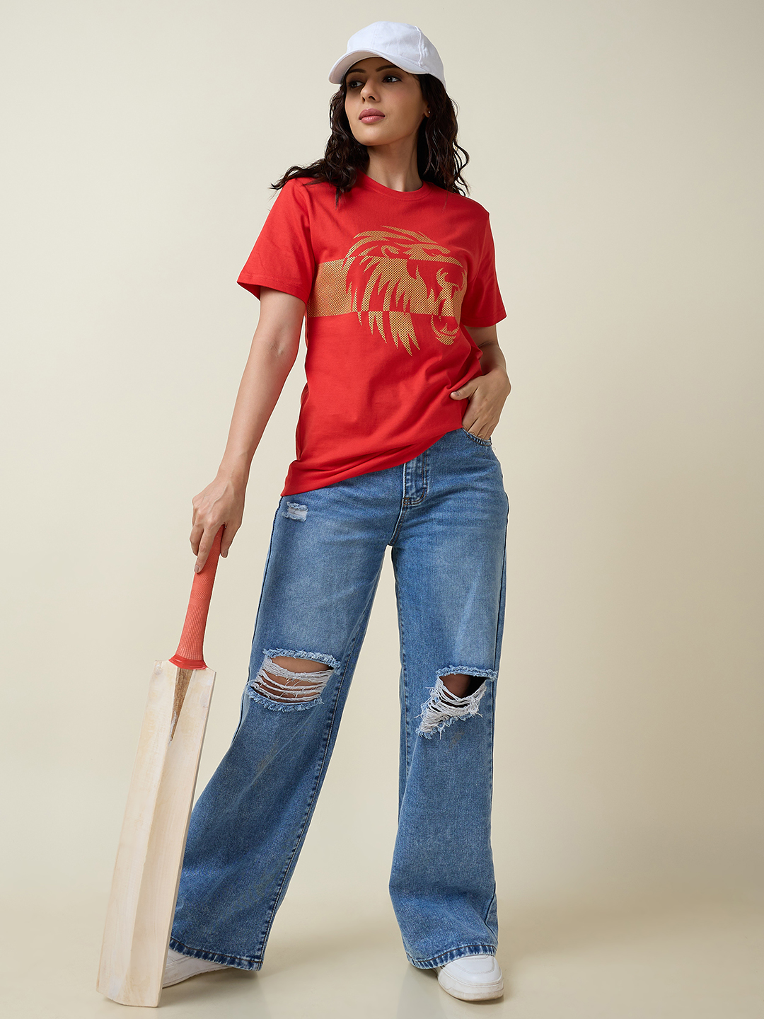 Punjab Kings Unisex Red Graphic Printed Half Sleeves Round Neck Cotton T-Shirt (8)