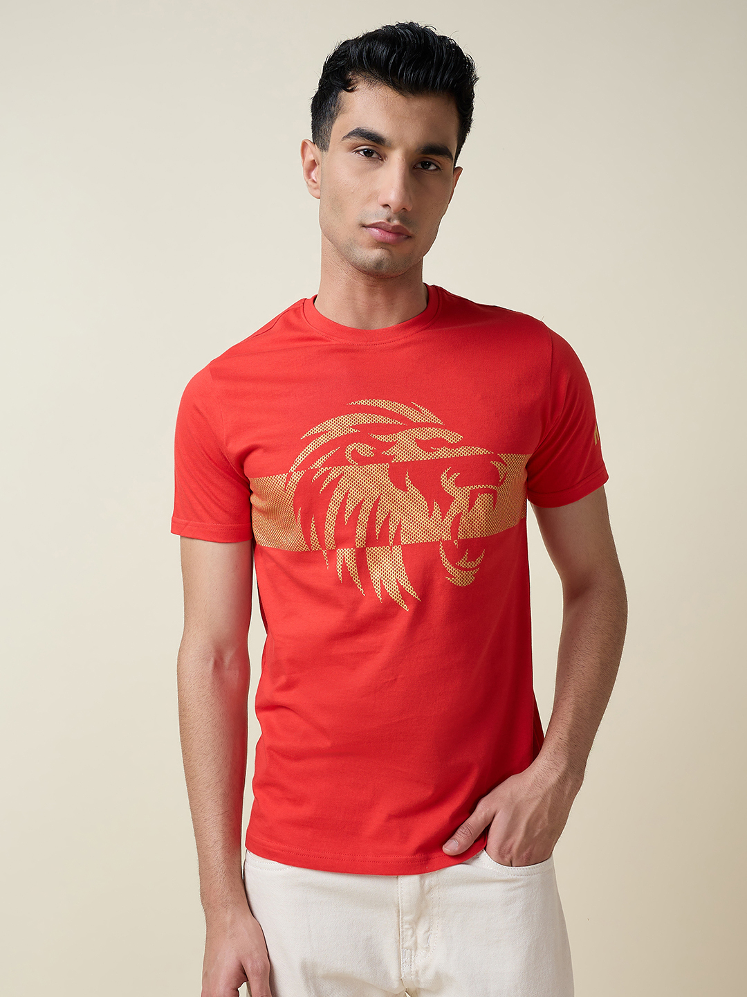 Punjab Kings Unisex Red Graphic Printed Half Sleeves Round Neck Cotton T-Shirt (3)