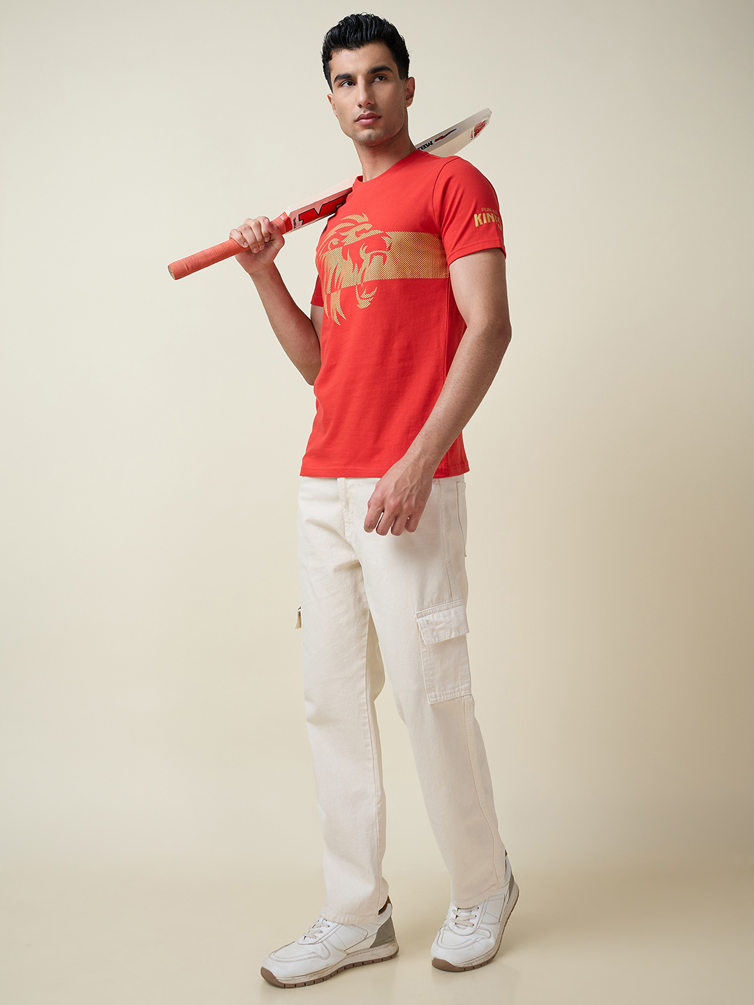 Punjab Kings Unisex Red Graphic Printed Half Sleeves Round Neck Cotton T-Shirt (9)