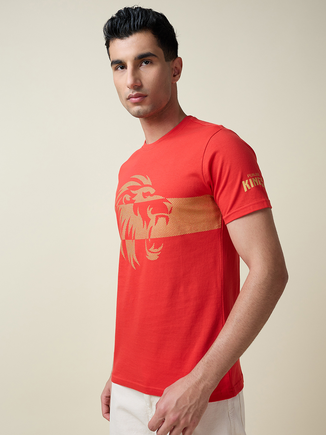 Punjab Kings Unisex Red Graphic Printed Half Sleeves Round Neck Cotton T-Shirt (5)