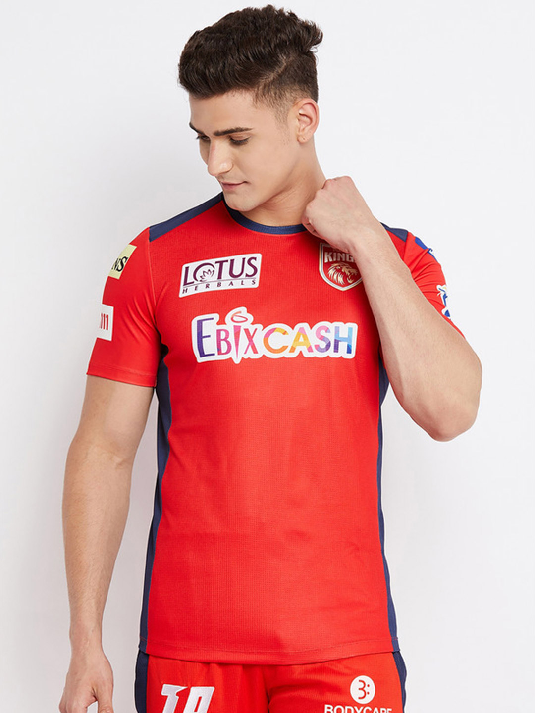 Punjab Kings Men Red Printed Half Sleeves Round Neck Official Jersey (1)