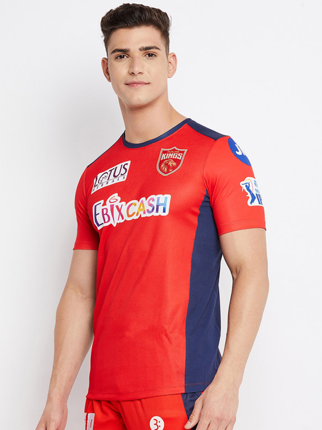Punjab Kings Men Red Printed Half Sleeves Round Neck Official Jersey (4)