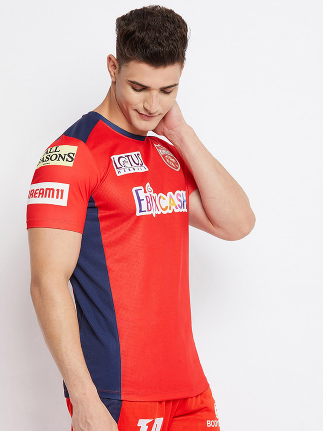 Punjab Kings Men Red Printed Half Sleeves Round Neck Official Jersey (2)