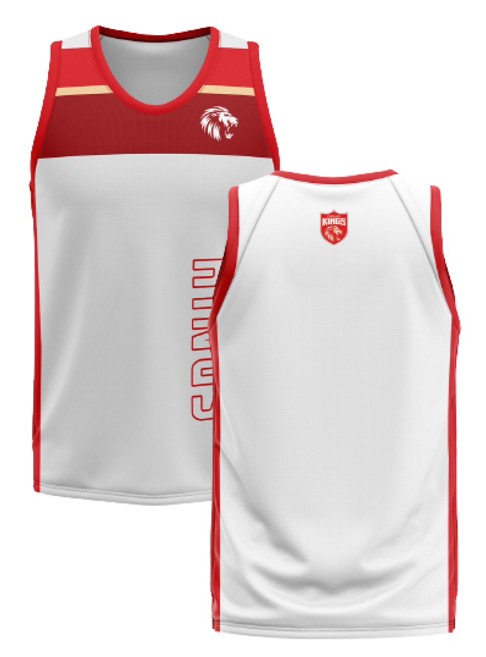 Punjab Kings Men White and Red Colourblocked Sleeveless Round Neck Cotton Sports Vest: Customised With Your Name By FanC (3)