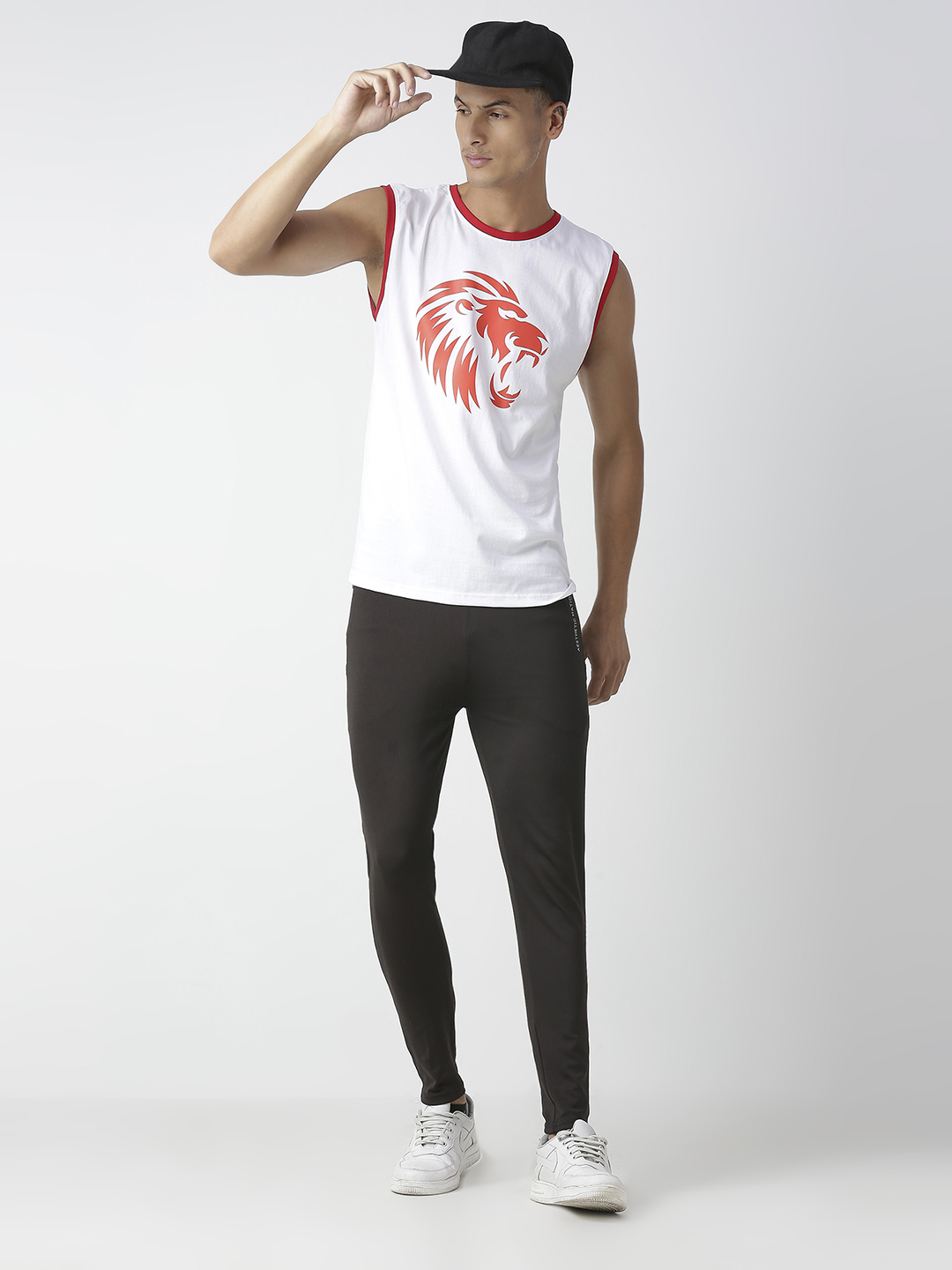 Punjab Kings Men White and Red Graphic Printed Sleeveless Round Neck Cotton Sports Vest (5)