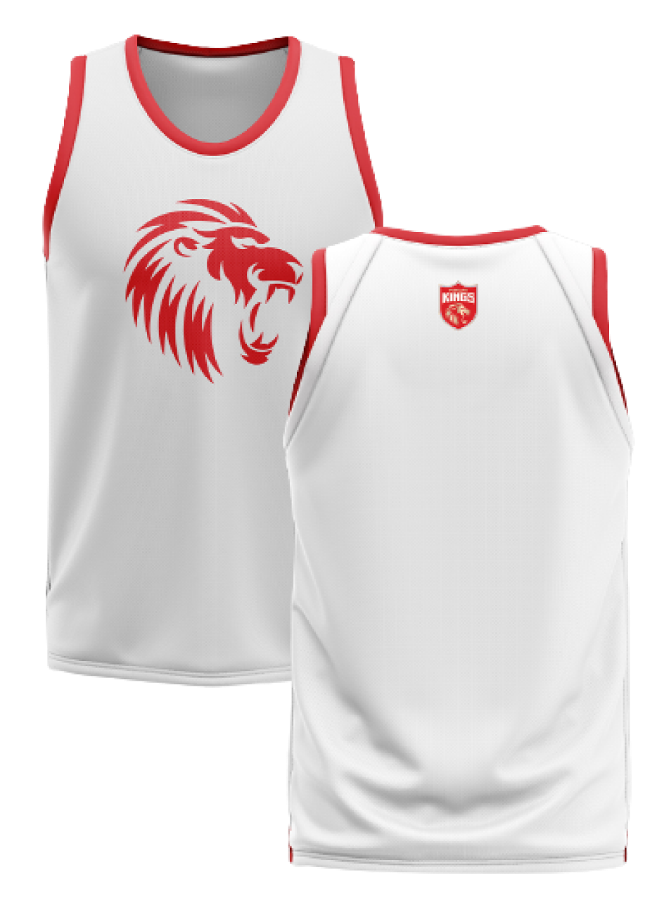 Punjab Kings Men White and Red Graphic Printed Sleeveless Round Neck Cotton Sports Vest: Customised With Your Name By Fa (3)