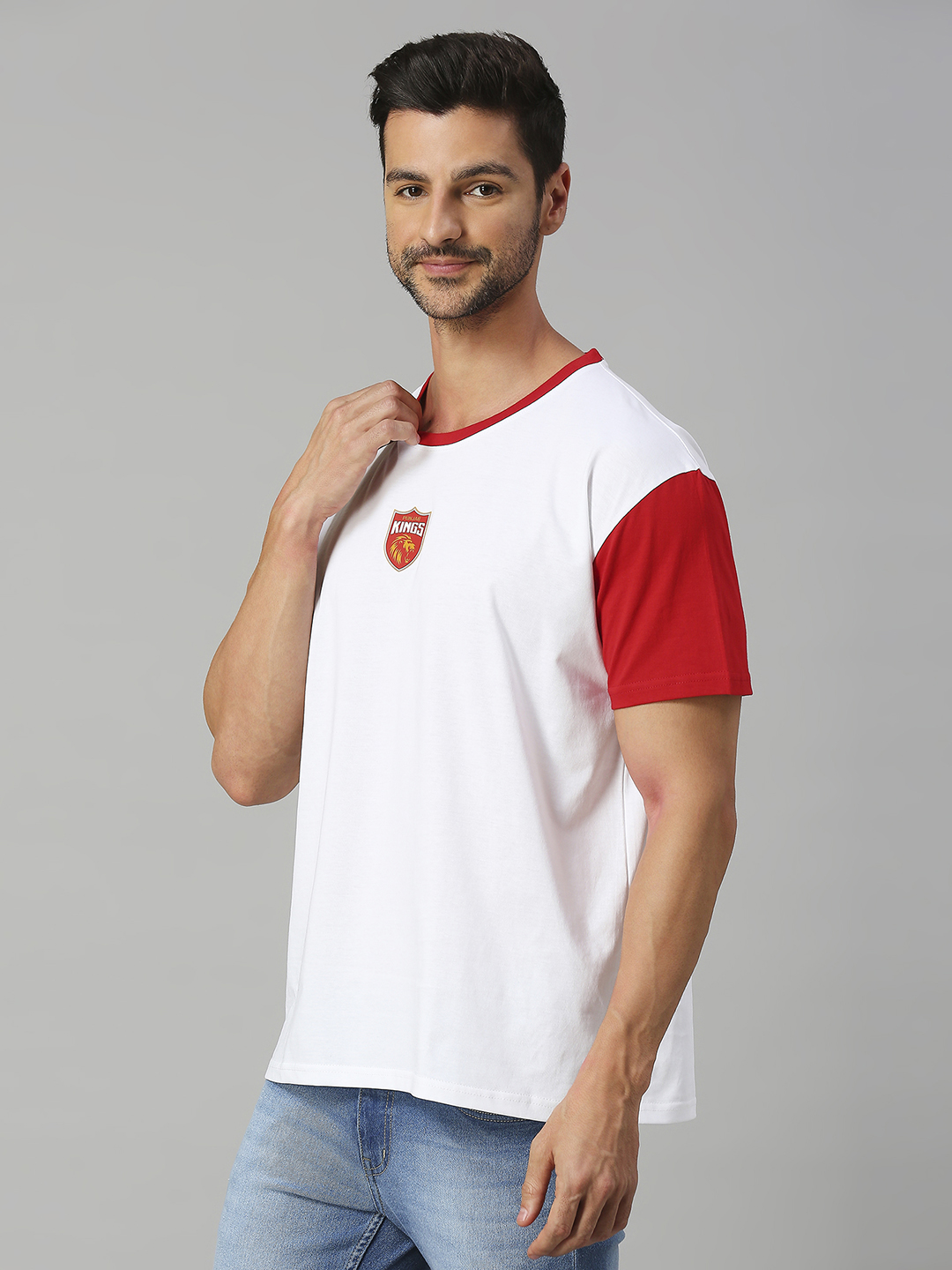 Punjab Kings Men White and Red Typography Printed Half Sleeves Round Neck Cotton Oversized T-Shirt (2)