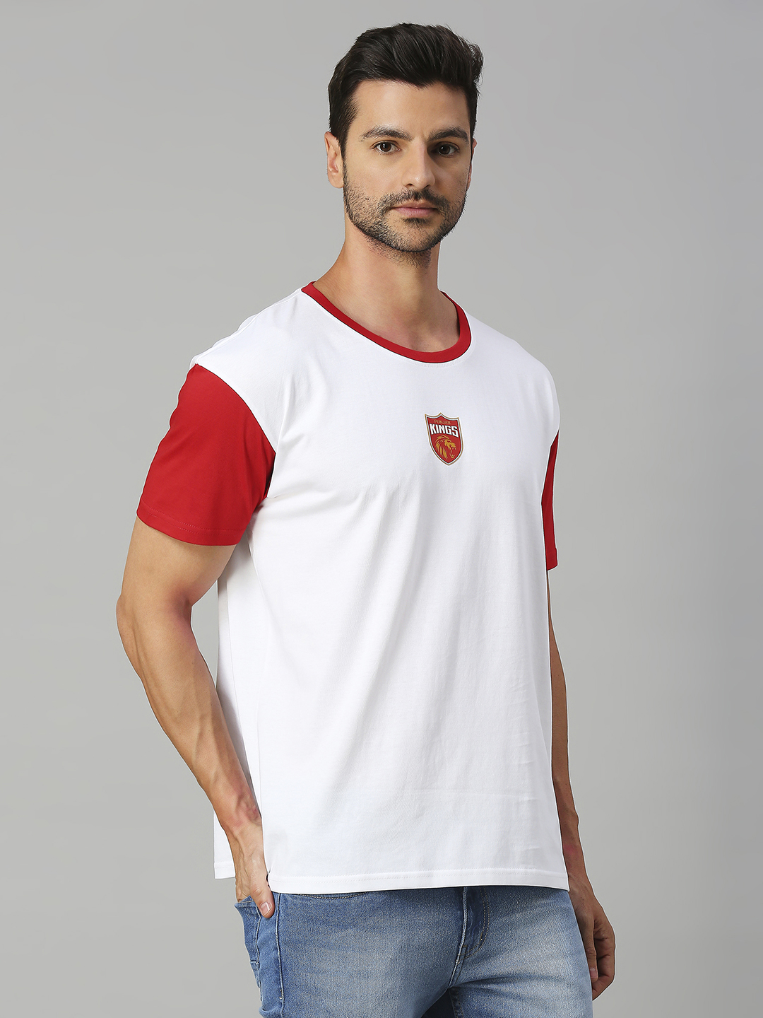 Punjab Kings Men White and Red Typography Printed Half Sleeves Round Neck Cotton Oversized T-Shirt (3)