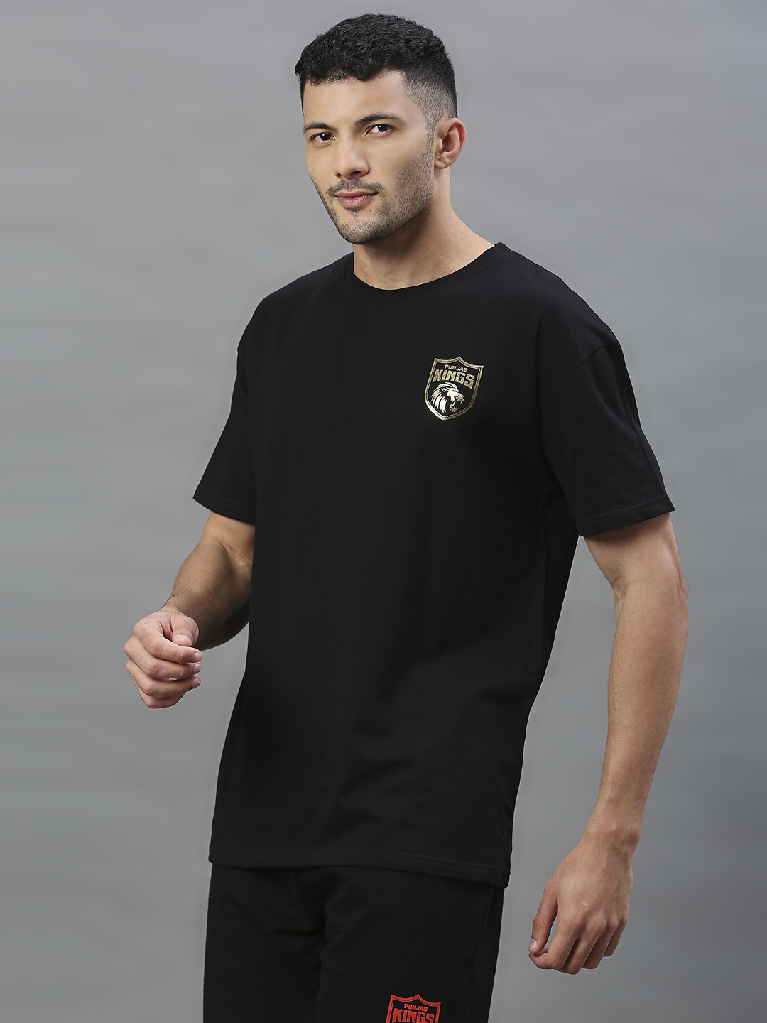 Punjab Kings Men White Golden Foil Print Half Sleeves Round Neck Cotton T-Shirt (4)