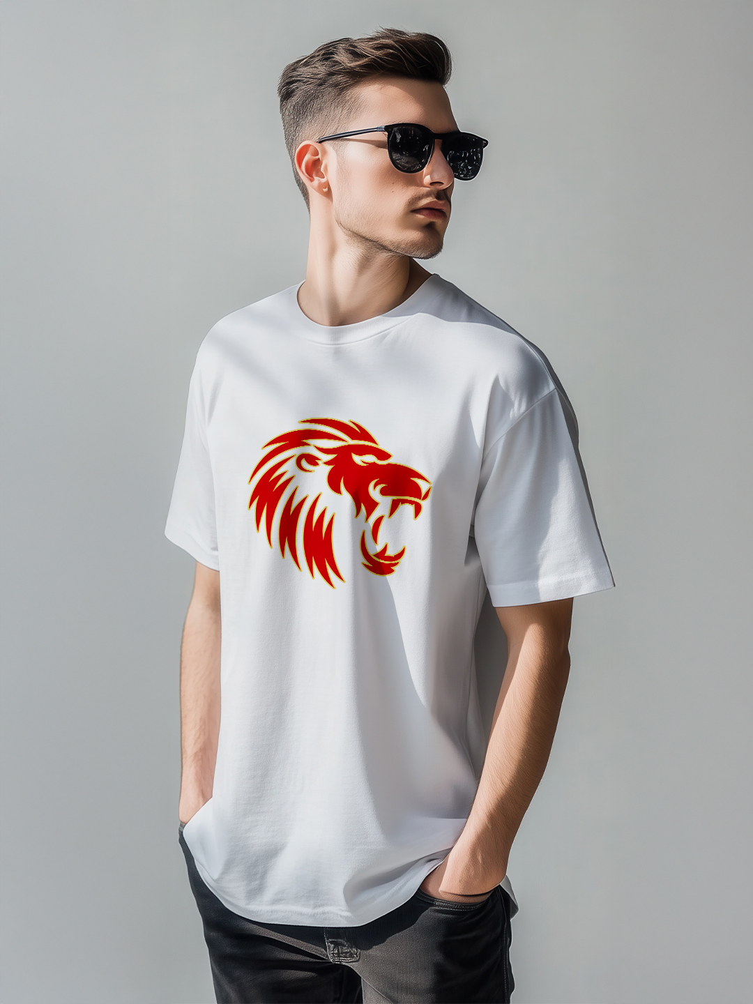 Punjab Kings Men White Logo Printed Half Sleeves Round Neck Cotton T-Shirt (1)