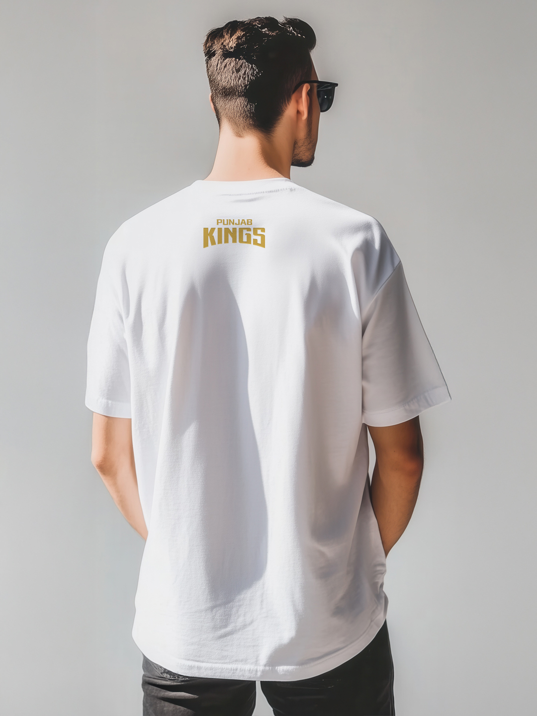 Punjab Kings Men White Logo Printed Half Sleeves Round Neck Cotton T-Shirt (2)