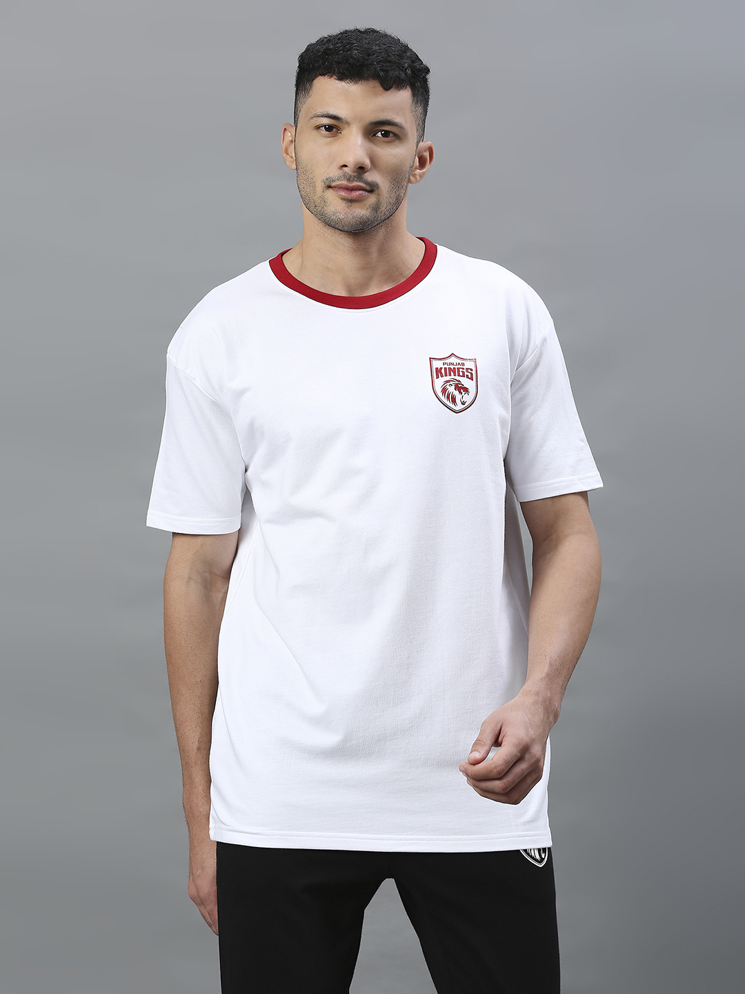 Punjab Kings Men White Printed Half Sleeves Round Neck Cotton T-Shirt (1)