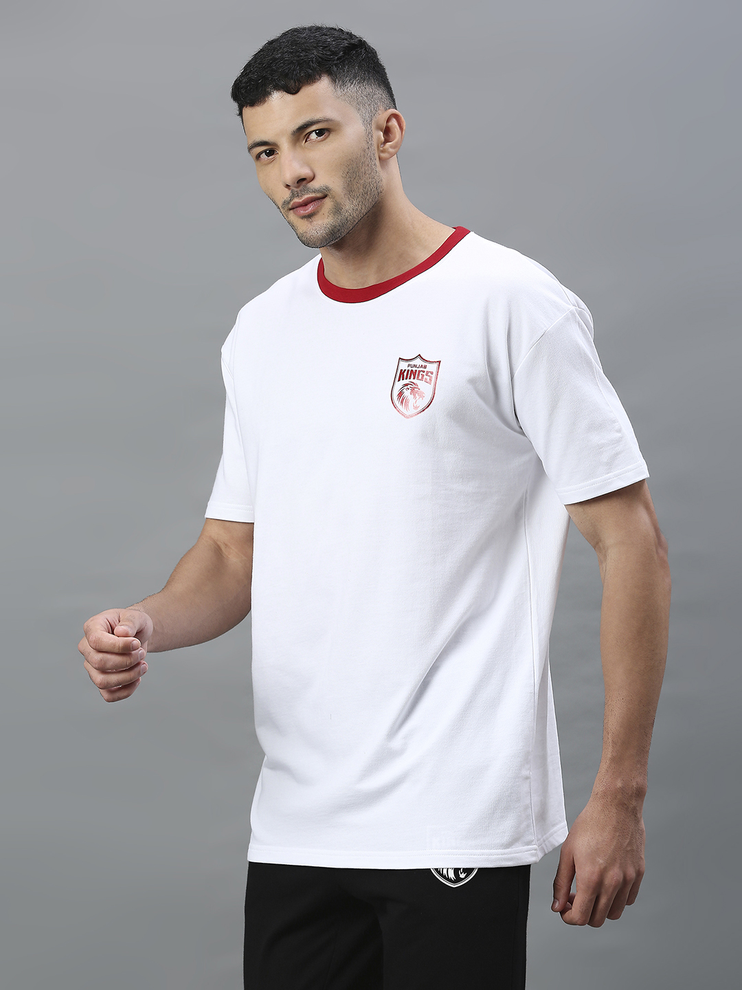 Punjab Kings Men White Printed Half Sleeves Round Neck Cotton T-Shirt (4)
