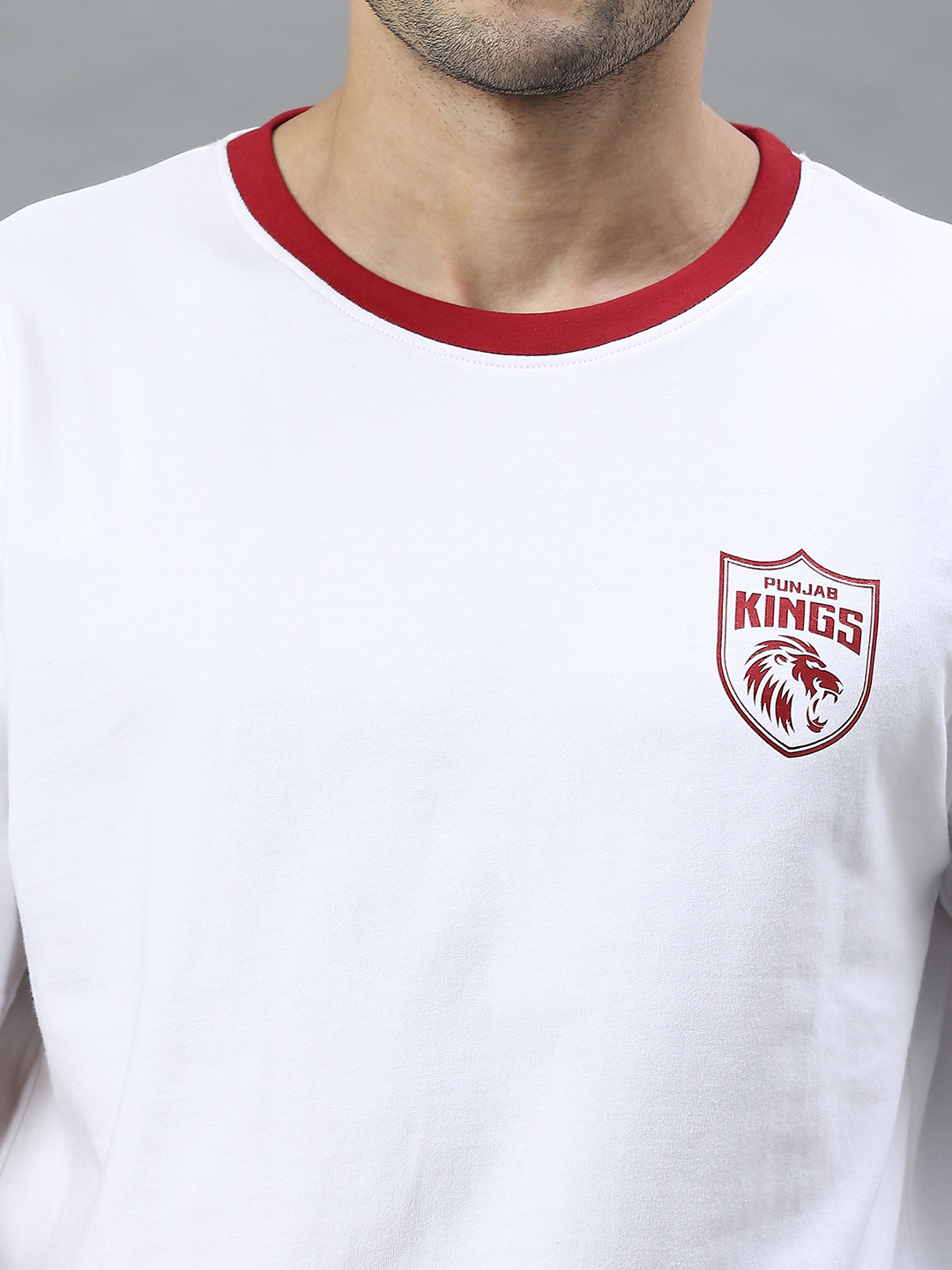 Punjab Kings Men White Printed Half Sleeves Round Neck Cotton T-Shirt (6)
