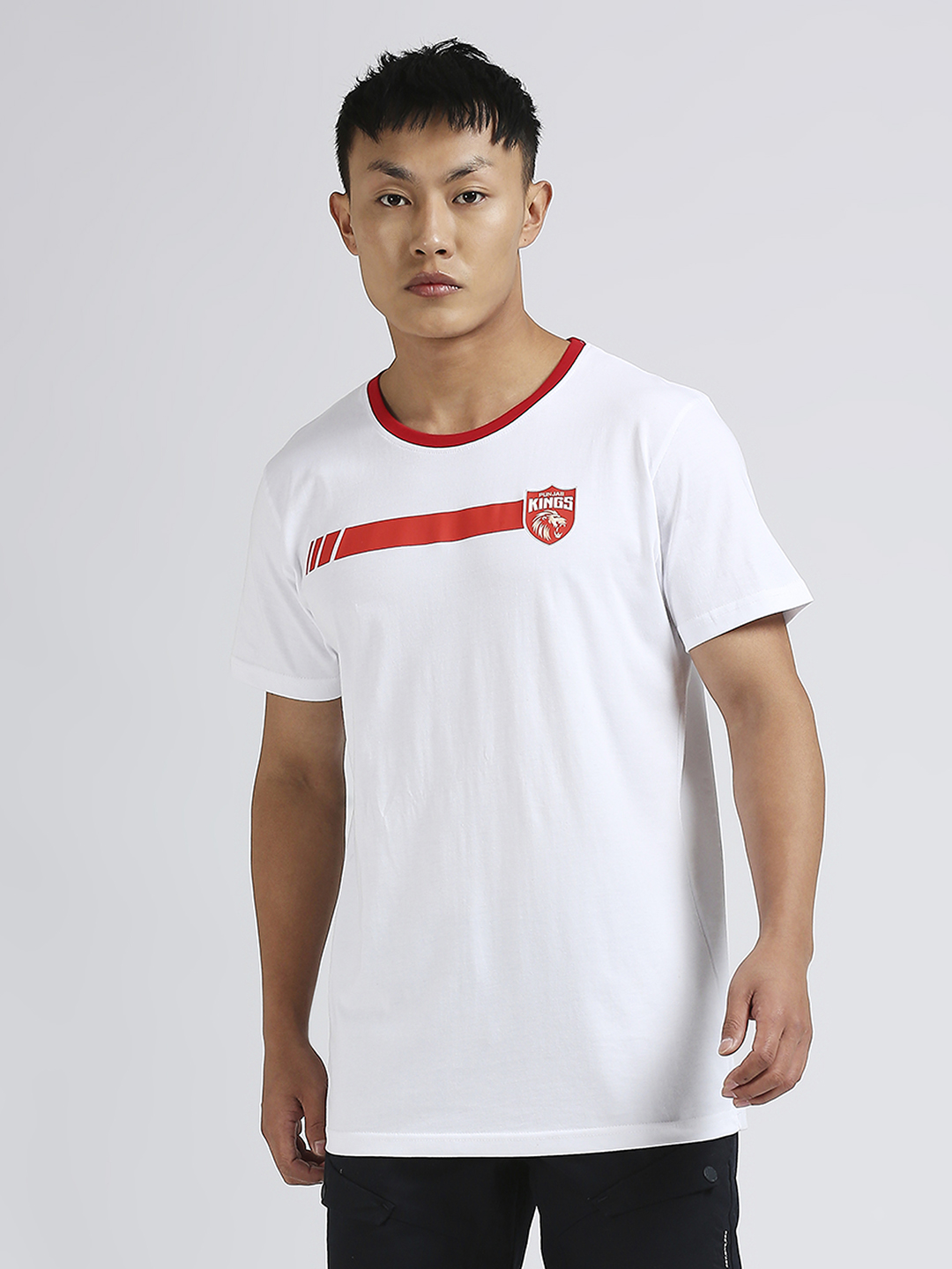 Punjab Kings Men White Solid Half Sleeves Round Neck Cotton T-Shirt (1)