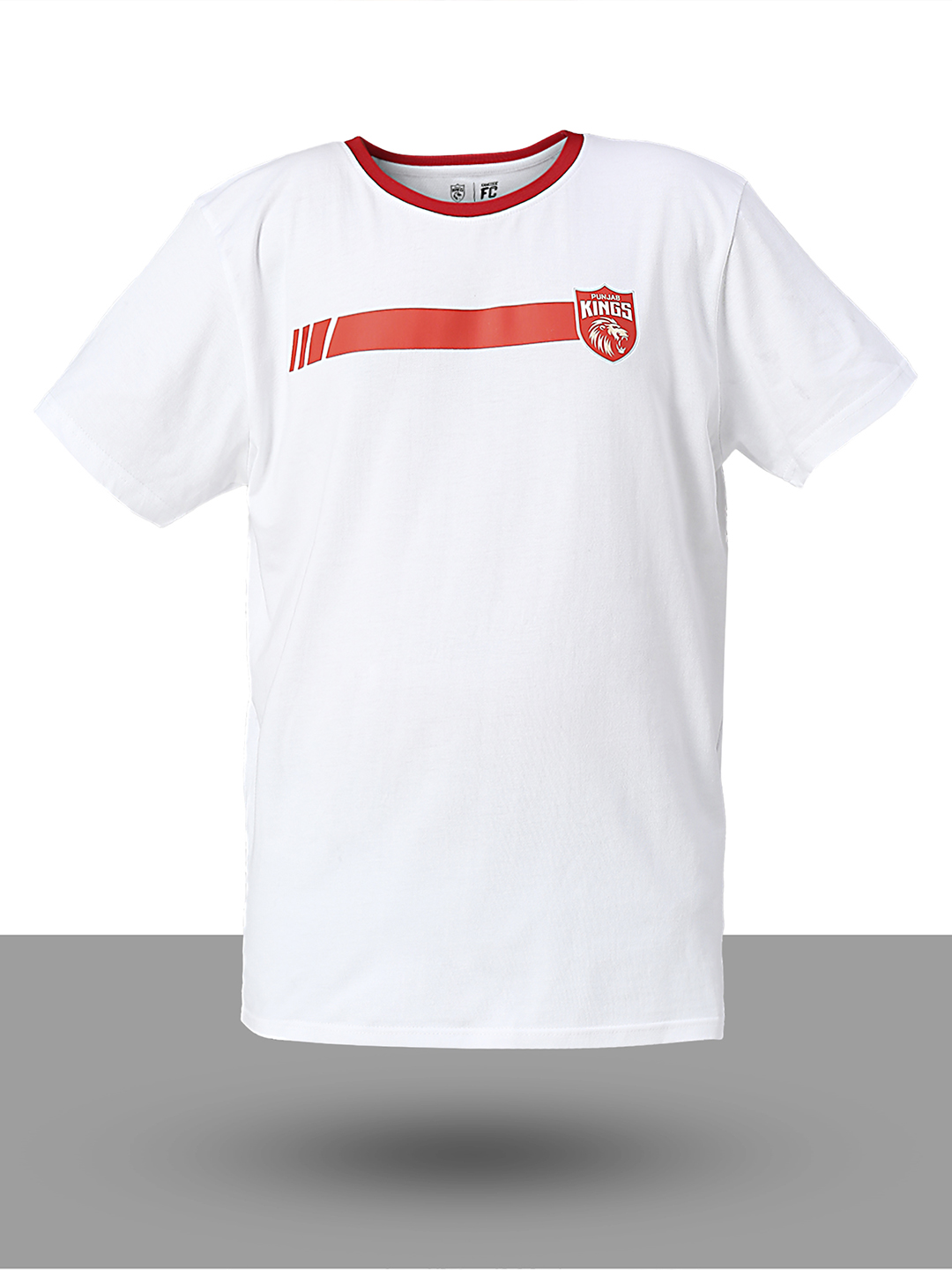 Punjab Kings Men White Solid Half Sleeves Round Neck Cotton T-Shirt (7)