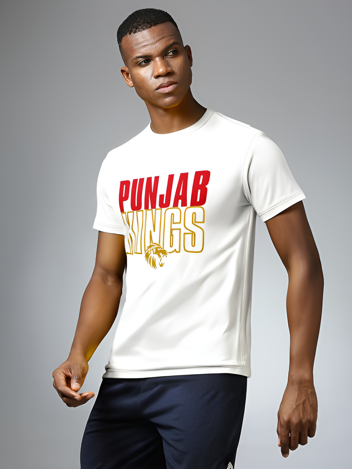 Punjab Kings Men White Typography Printed Half Sleeves Round Neck Cotton T-Shirt (3)