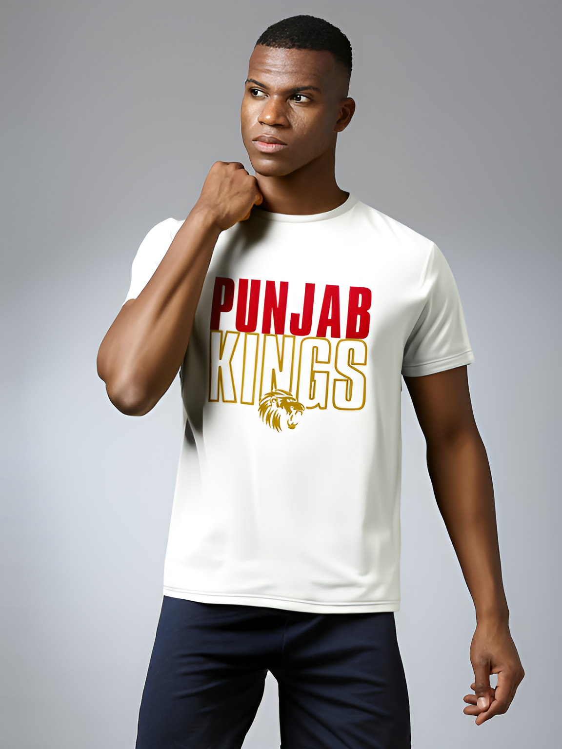 Men White Typography Printed Half Sleeves Round Neck Cotton T-Shirt