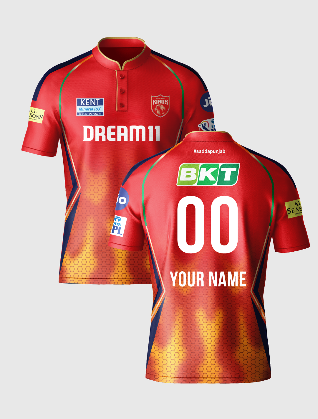 Punjab Kings Official Men's Replica Jersey 2025 in Premium Jacquard Fabric - Customised (2)