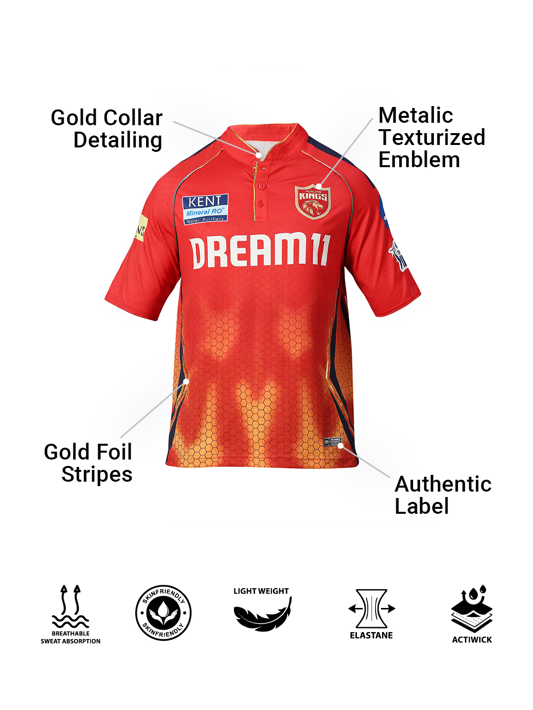 Punjab Kings Official Men's Replica Jersey 2025 in Premium Jacquard Fabric - Customised (4)