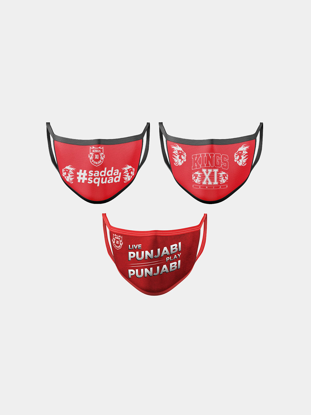 Punjab Kings PBKS Basic Masks (Set of 3) (3)