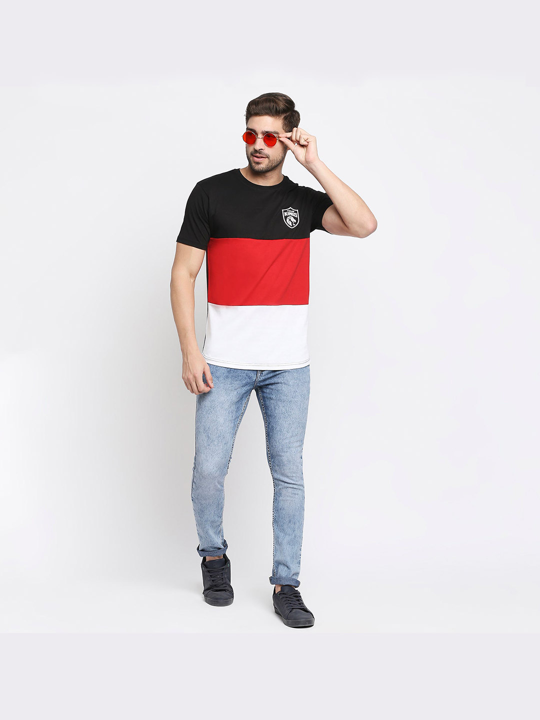 Punjab Kings PBKS Men's Triple Colour Regular Fit T-shirt (1)
