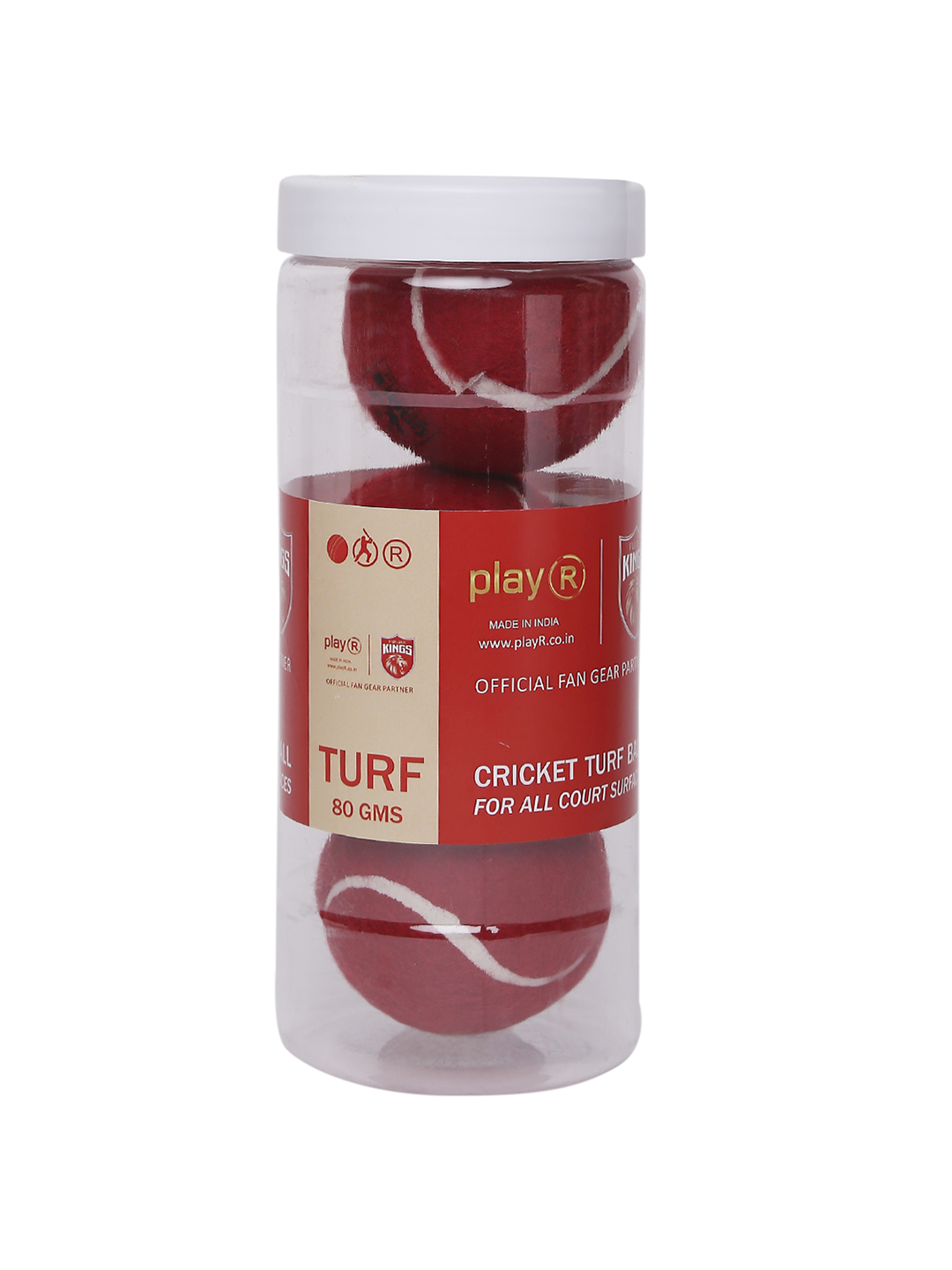 Punjab Kings PBKS Official Tennis Ball - Red (80 Gms) - Pack of 3 (5)