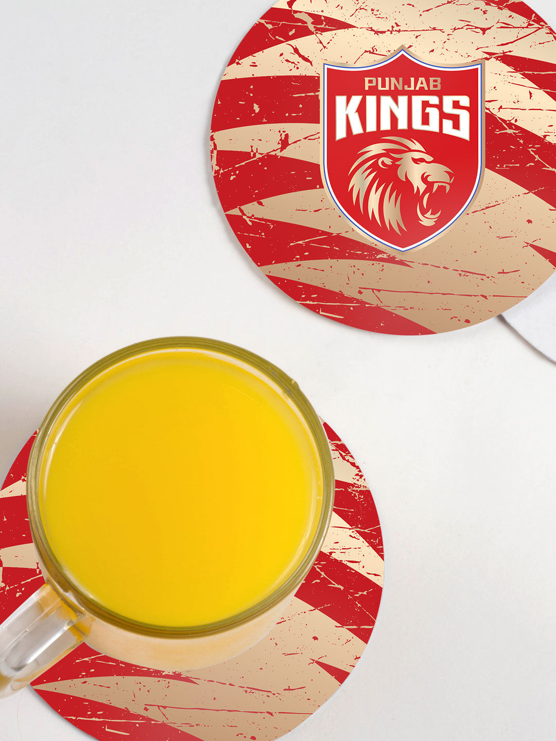 Punjab Kings PK Pattern - Circular Coaster (Pack of - 4) (2)