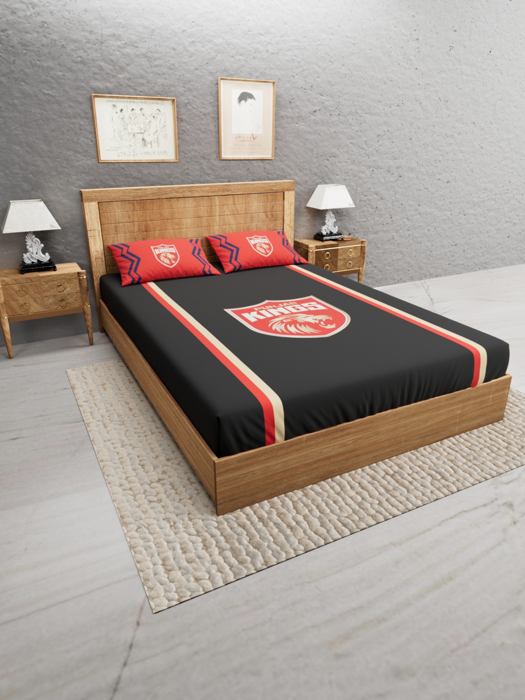 Punjab Kings Premium Quality Microfiber, Super Soft, King Size Double Bedsheet with 2 Pillow Covers, 243x248(cm) - Black (2)