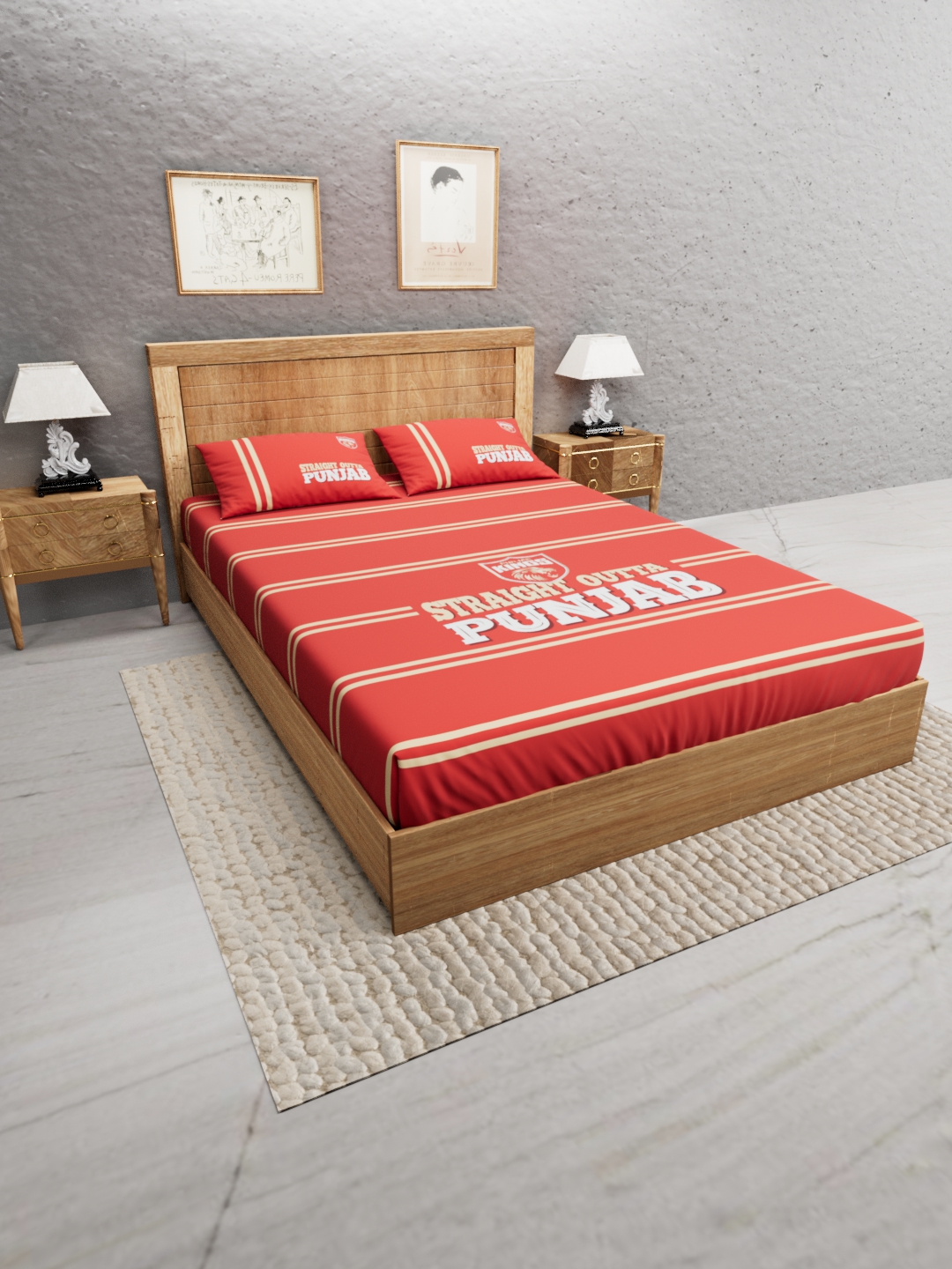 Punjab Kings Premium Quality Microfiber, Super Soft, King Size Double Bedsheet with 2 Pillow Covers, 243x248(cm) - Red (2)