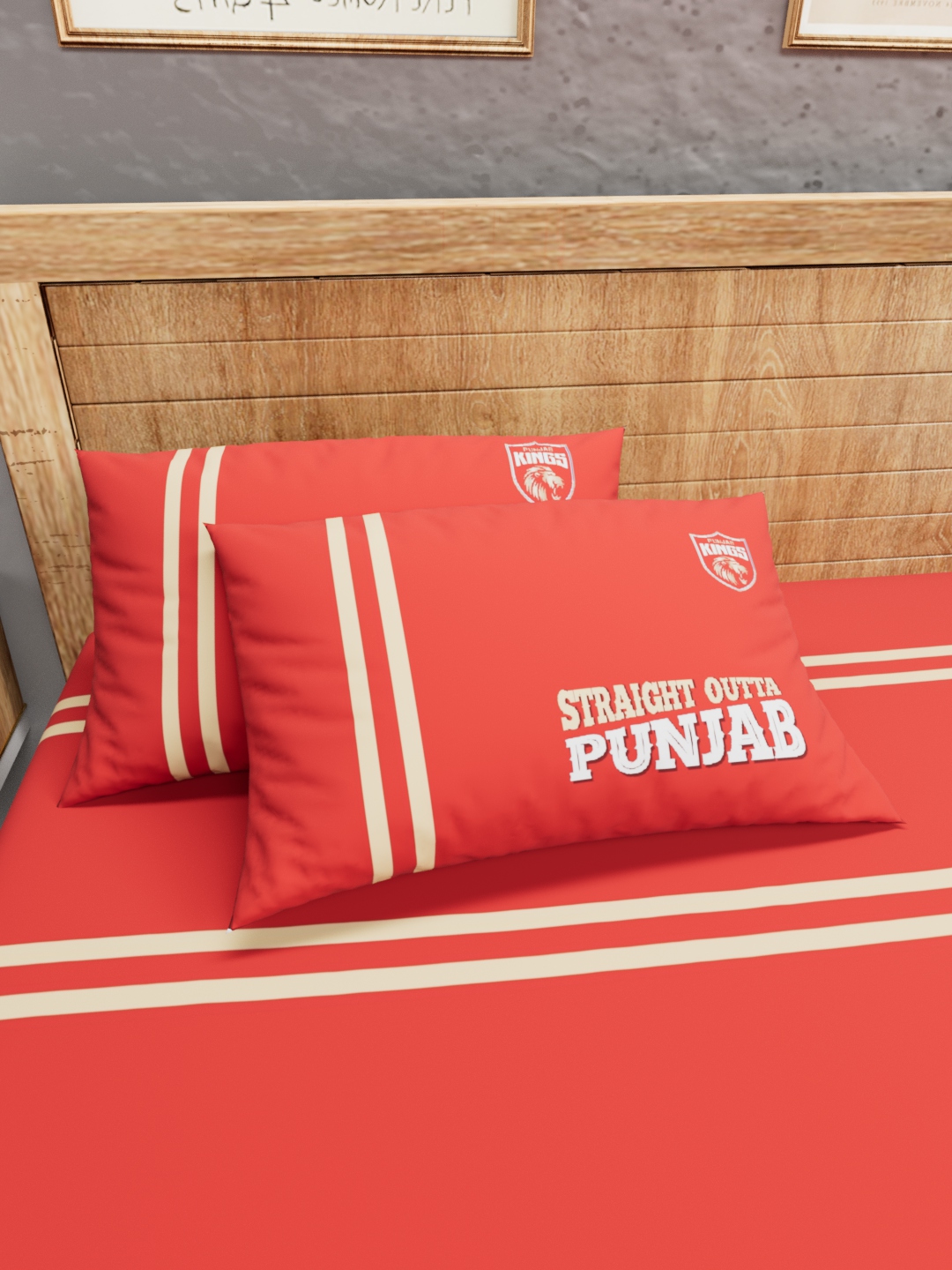Punjab Kings Premium Quality Microfiber, Super Soft, King Size Double Bedsheet with 2 Pillow Covers, 243x248(cm) - Red (6)