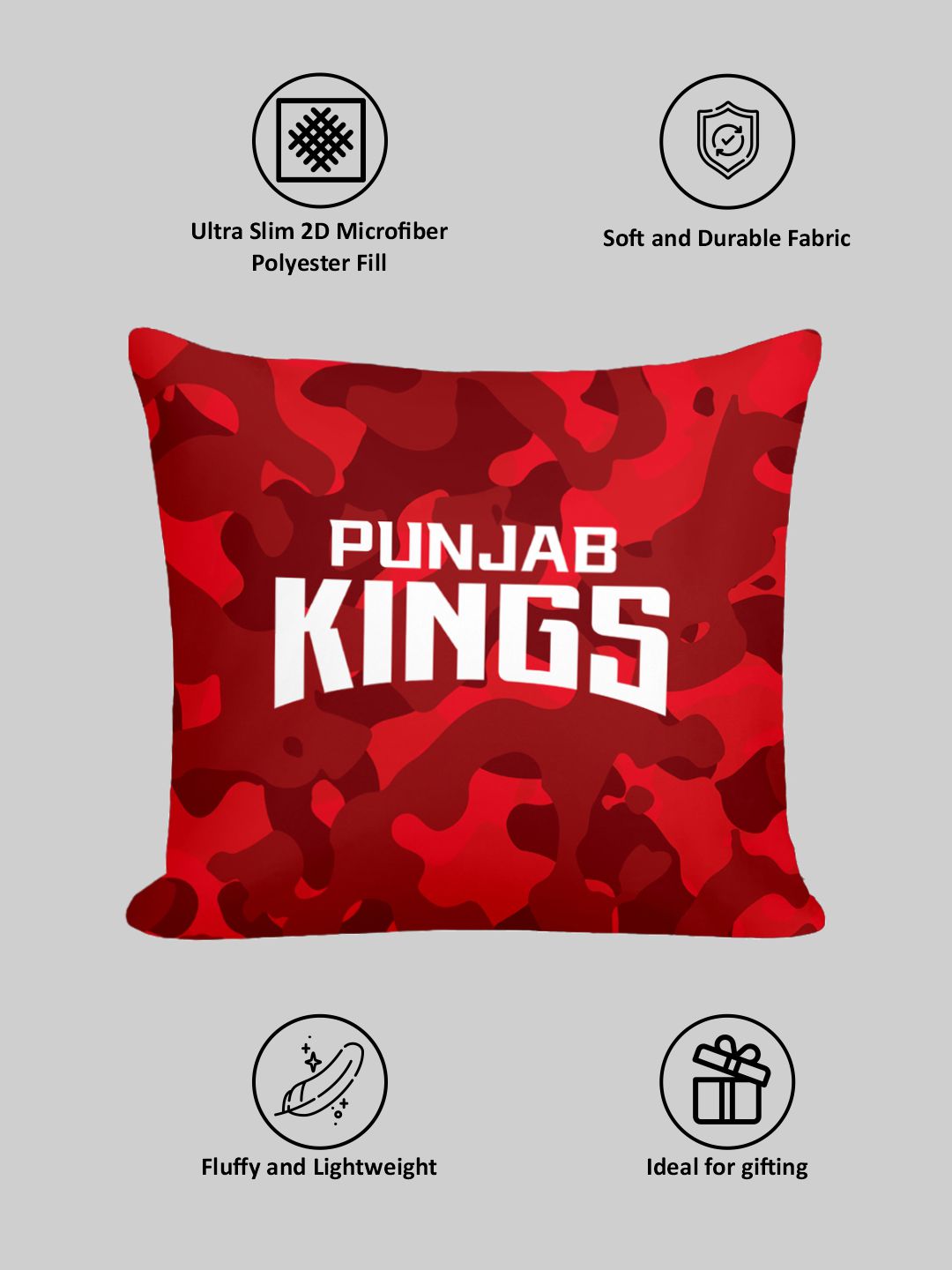 Punjab Kings Premium Quality Microfiber, Super Soft, Strong Durable, Quality Stitch Sofa Cushion, Cushion for Bed 16x16( (6)