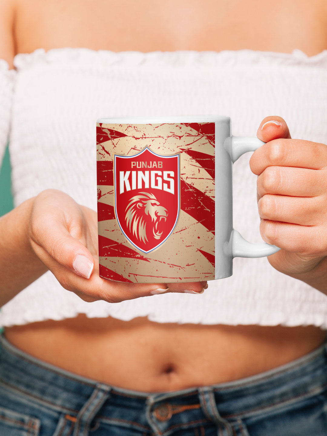 Punjab Kings Red and Gold Logo Printed Ceramic Glossy Coffee Mug 325 ml - Pack of 1 (6)
