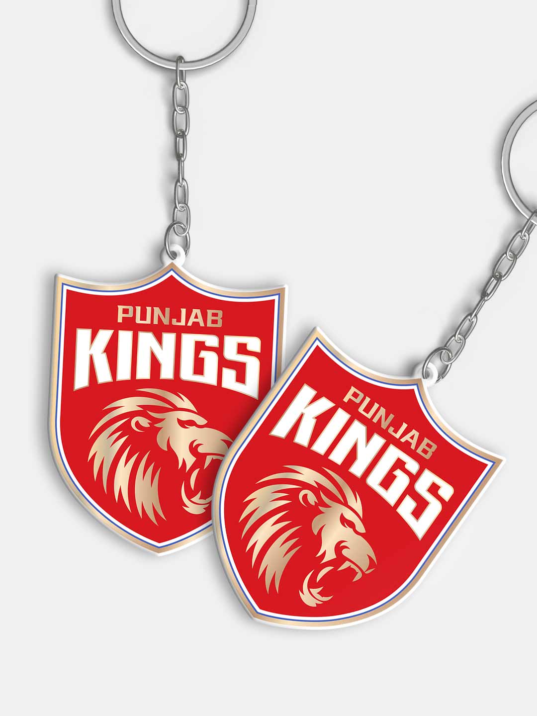 Punjab Kings Red and Gold PBKS Logo and Shikhar Acrylic Keychain - Pack of 2 (1)