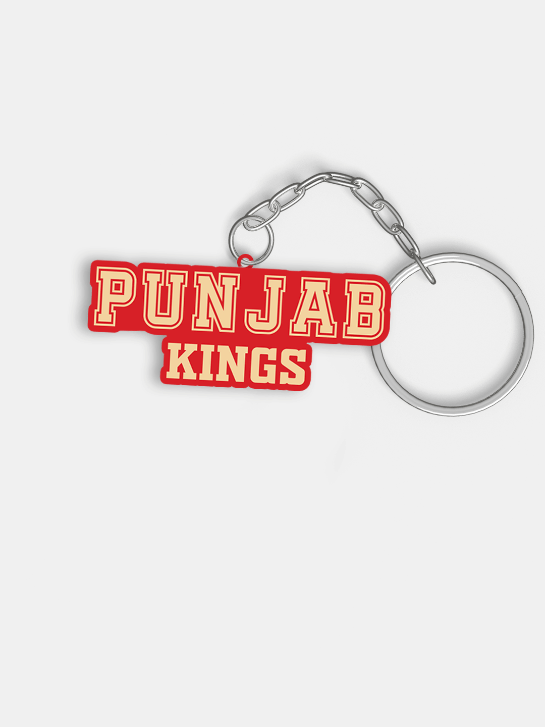 Red and Gold PBKS Logo Printed Metal Keychain - (Pack of 1)