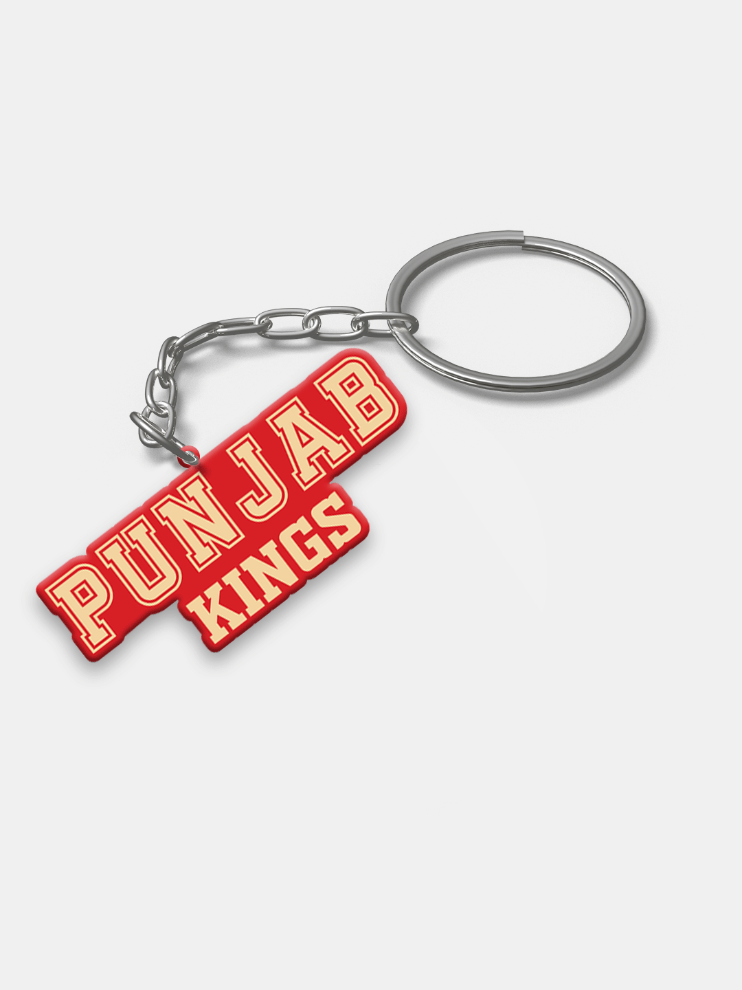 Punjab Kings Red and Gold PBKS Logo Printed Metal Keychain - (Pack of 1) (2)